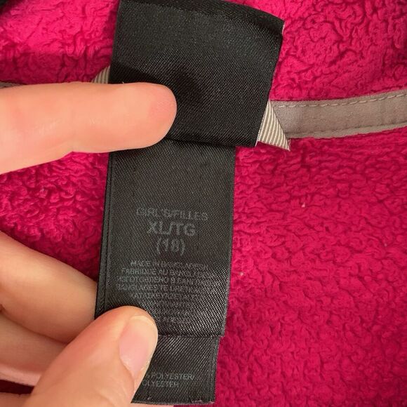 North Face Fleece Jacket Girls XL Pink Full Zip Rear Logo Zip Pockets polyester - Picture 4 of 8